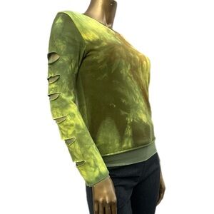 Euro Caterina Lucchi stretch cotton Tie-Dye Top Cut-Out Sleeves/mesh underlay 44